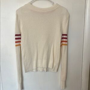Faherty Cream Sweater with Multicolor Stripes
